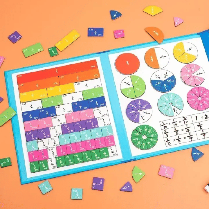 Generic Magnetic Fraction Learning Math Toy Wooden Educational Book Set