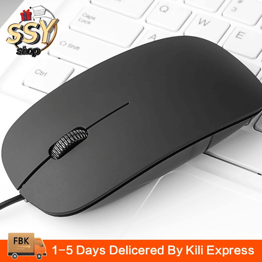 Comfortable USB Wired Computer Mouse for Gaming, Office, Home, Notebook PC - Black