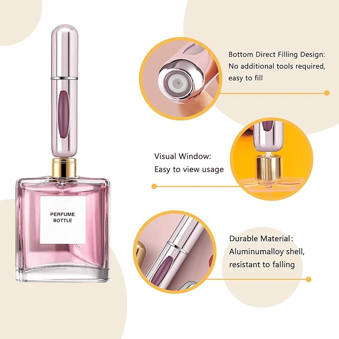 Mini Refillable Perfume Atomizer Bottle 5ml Travel Spray Pump