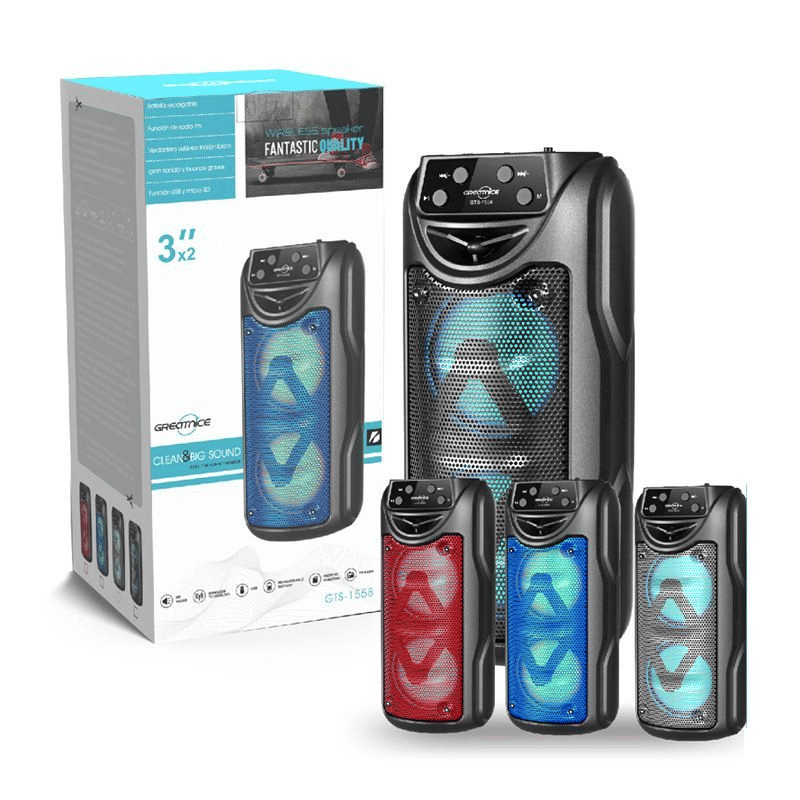 Portable Dual 3-inch Wireless Bluetooth Speaker with Dynamic Colorful Lights