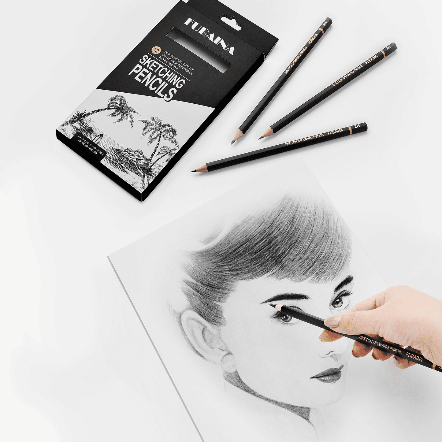 Professional 12-Piece Graphite Drawing and Sketching Pencil Set