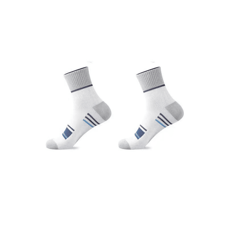 5-Pack Men's Breathable Mid-Calf Socks: Striped, Sweat-Absorbing, Odor-Proof for All-Season Comfort