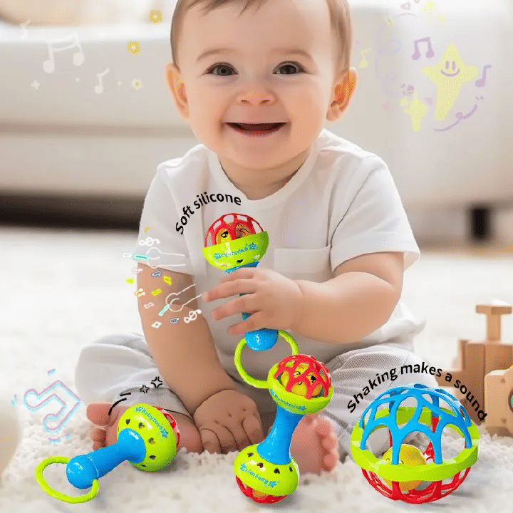 Generic Textured Sensory Rattle Ball Newborn Educational Grasp Toy