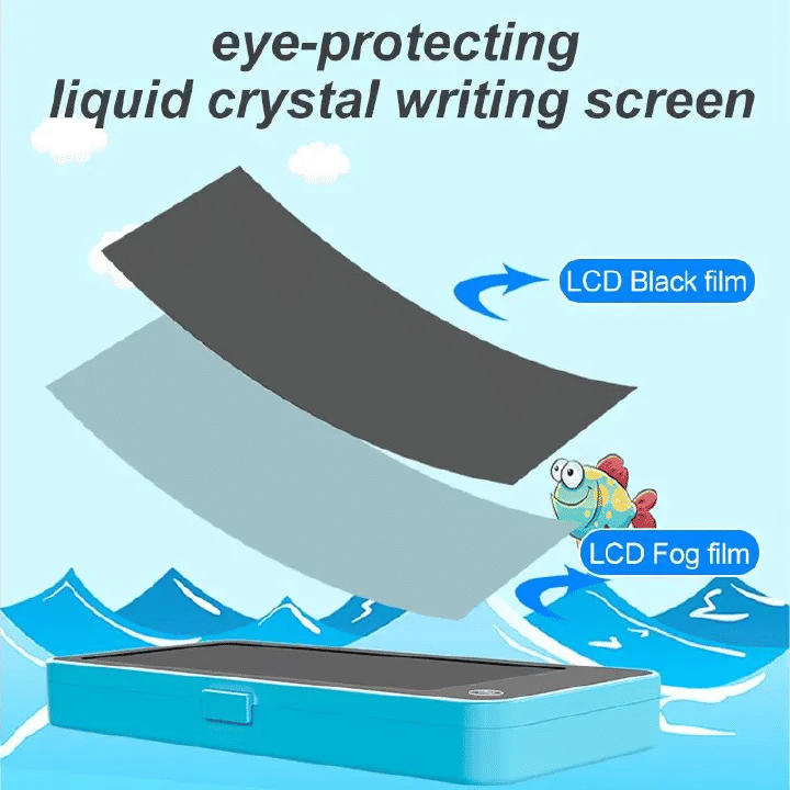 Generic 2-in-1 LCD Screen Pencil Case Erasable Drawing Board Stationery Box