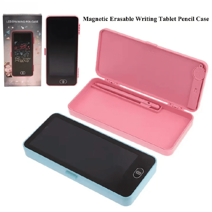 Generic 2-in-1 LCD Screen Pencil Case Erasable Drawing Board Stationery Box