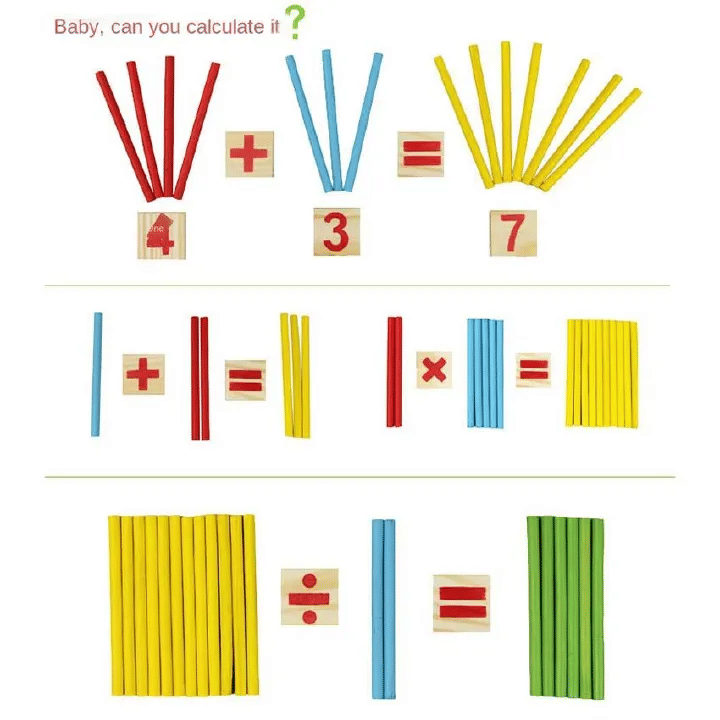Wooden Math Counting Sticks Educational Set for Preschool Montessori Learning