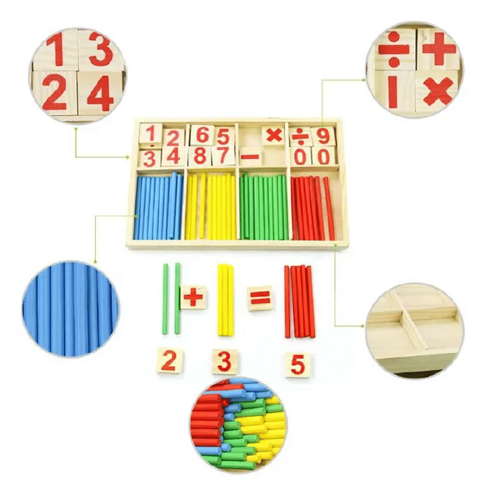 Wooden Math Counting Sticks Educational Set for Preschool Montessori Learning
