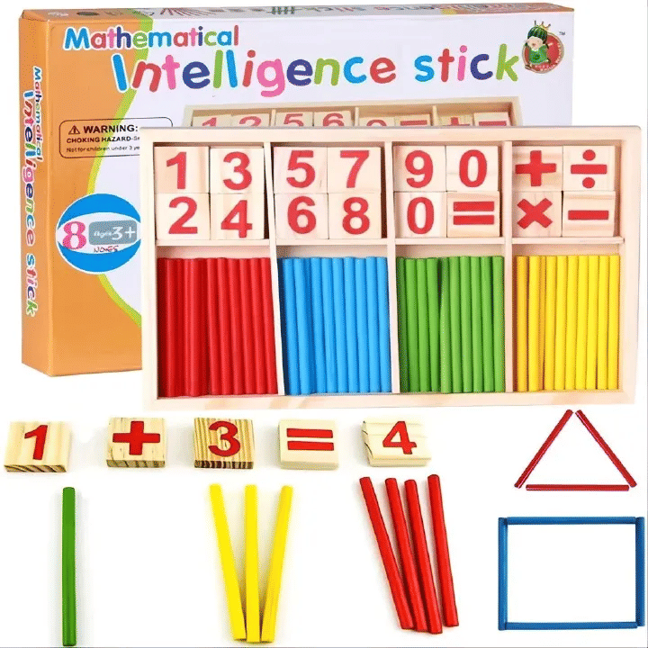 Wooden Math Counting Sticks Educational Set for Preschool Montessori Learning
