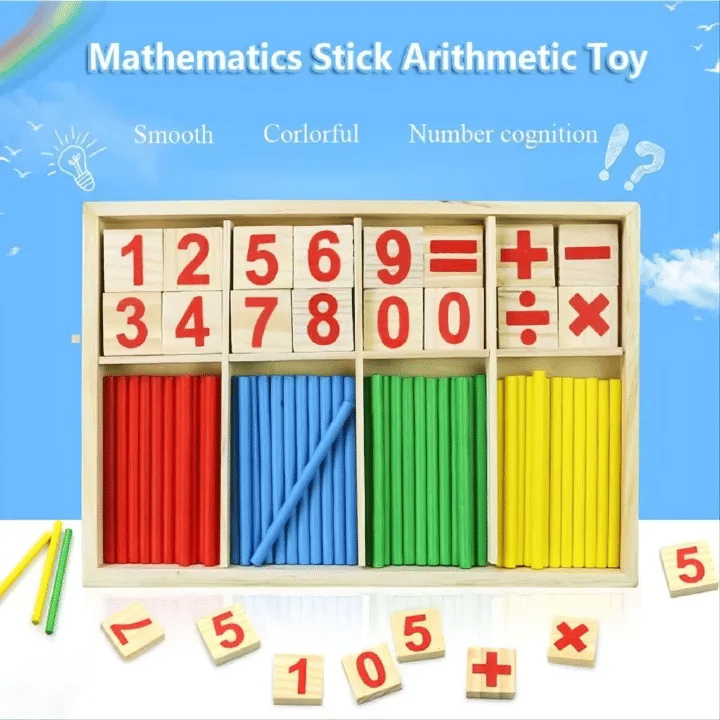 Wooden Math Counting Sticks Educational Set for Preschool Montessori Learning