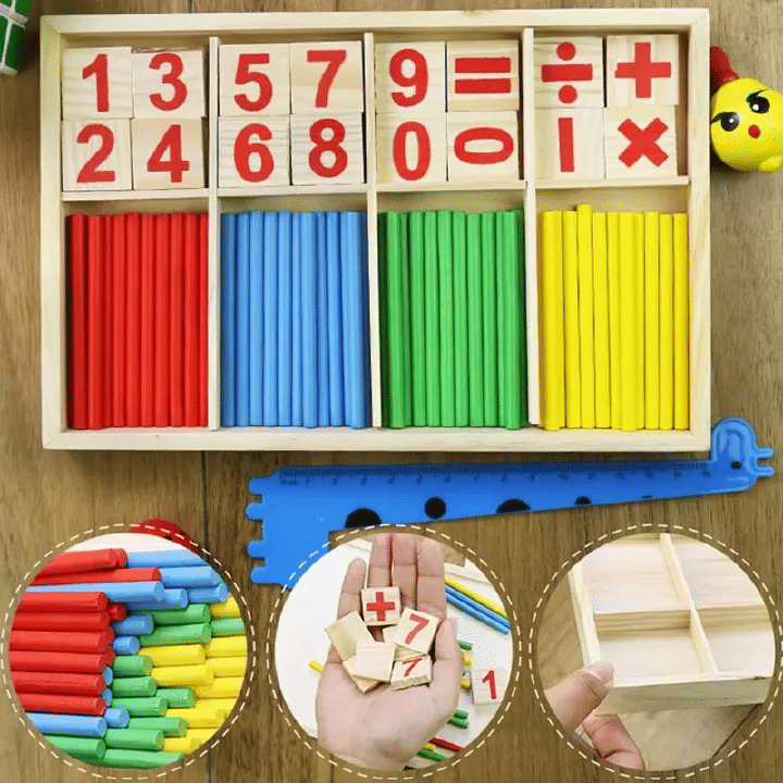 Wooden Math Counting Sticks Educational Set for Preschool Montessori Learning