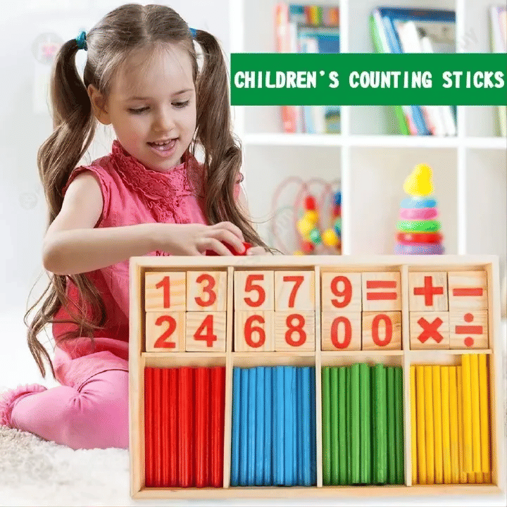 Wooden Math Counting Sticks Educational Set for Preschool Montessori Learning