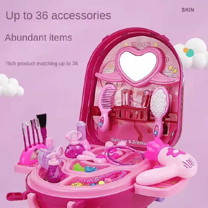 Generic 3-in-1 Kids Makeup Toy Set, 36-Piece Pretend Play Vanity