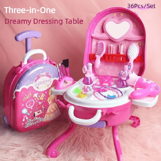 Generic 3-in-1 Kids Makeup Toy Set, 36-Piece Pretend Play Vanity