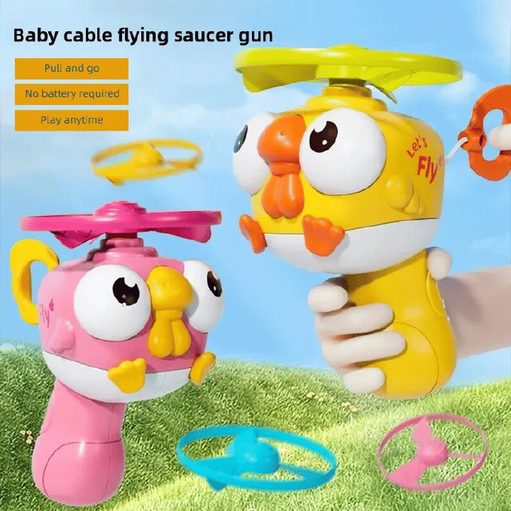 Bamboo Dragonfly Flying Saucer Launch Toy for Kids Outdoor Games