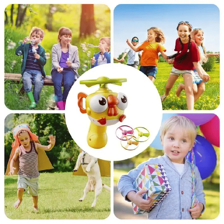 Bamboo Dragonfly Flying Saucer Launch Toy for Kids Outdoor Games