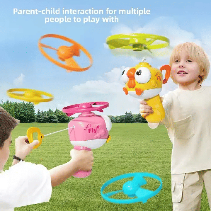 Bamboo Dragonfly Flying Saucer Launch Toy for Kids Outdoor Games