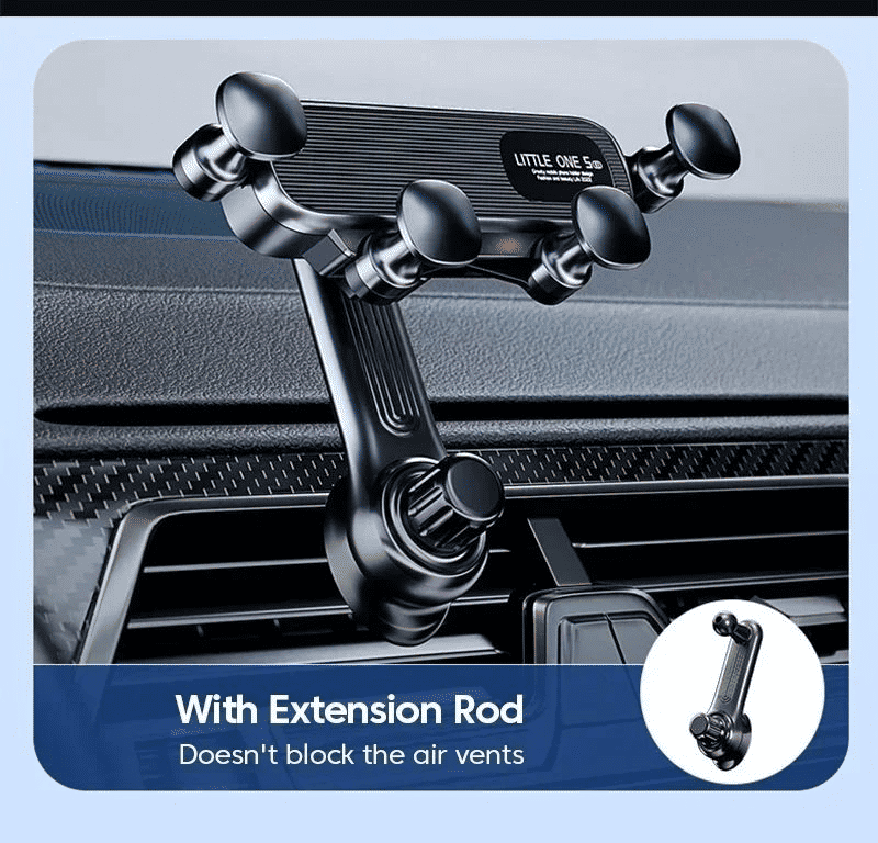 Premium 360° Gravity Car Phone Holder for Air Vent, Telescopic Navigation Stand