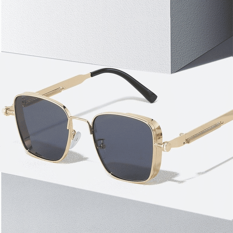 Retro Steampunk Square Metal Sunglasses UV400 Protection Unisex Fashion Eyewear