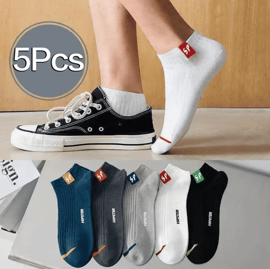 5 Pairs Unisex Letter Graphic Breathable Low Cut Sport Ankle Socks Pack