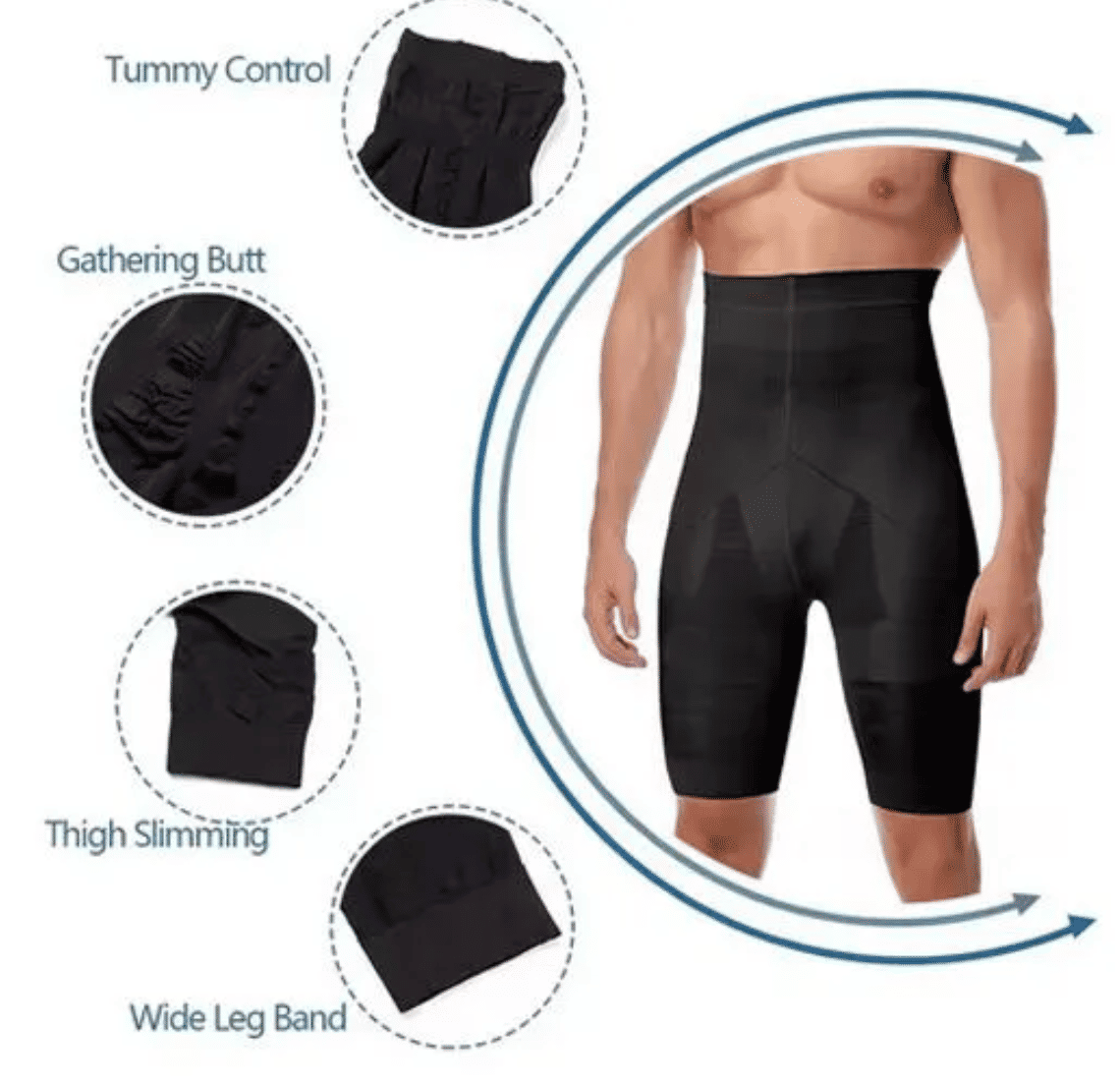 Men's High-Waisted Tummy Control Body Shaper Shorts - Slimming Compression Underwear