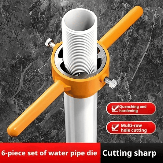 6-Piece Water Pipe Die Set Manual Threader Tool Kit