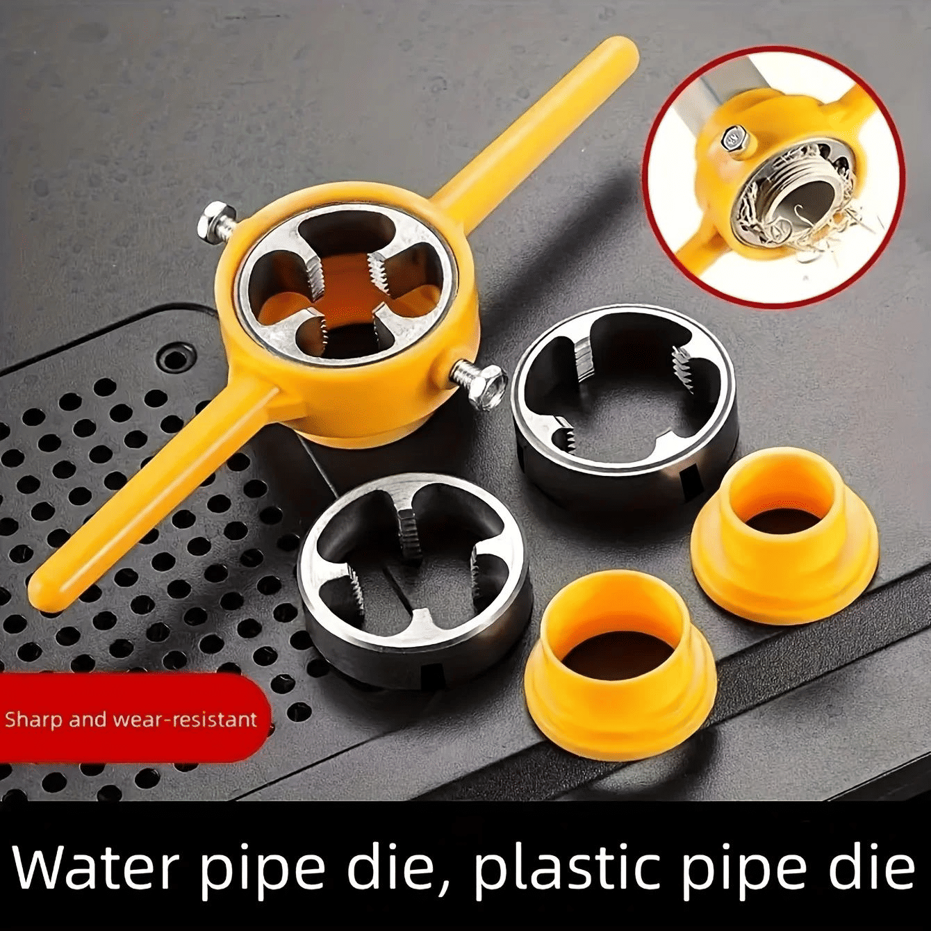 6-Piece Water Pipe Die Set Manual Threader Tool Kit