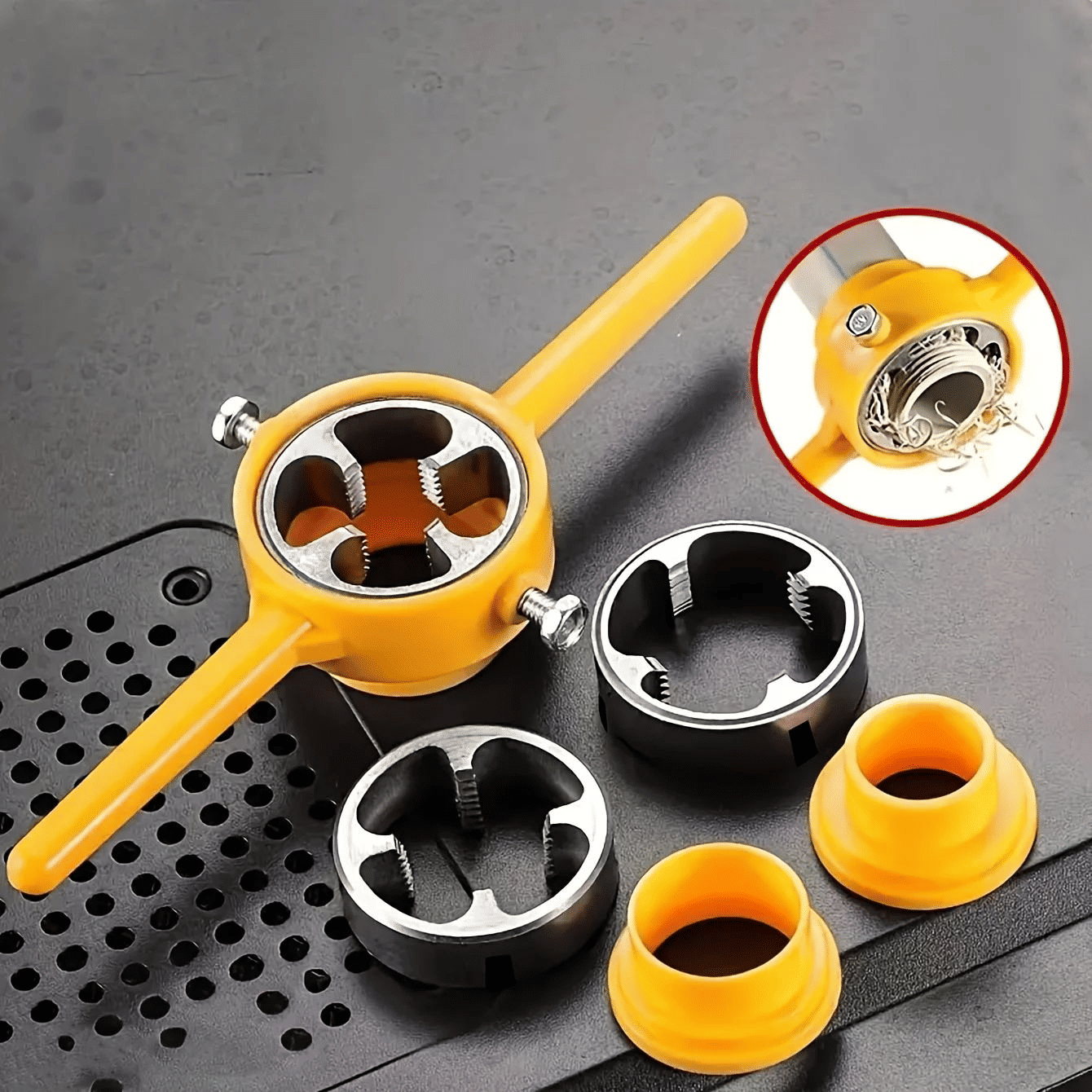 6-Piece Water Pipe Die Set Manual Threader Tool Kit