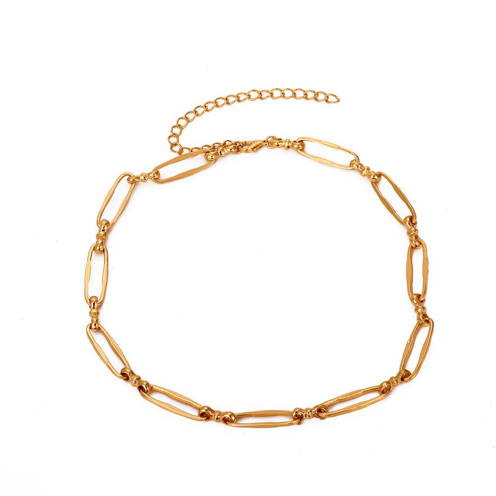 Unisex Oval Metal Chain Necklace: Personalized Punk Style, Simple, Versatile Fashion Jewelry