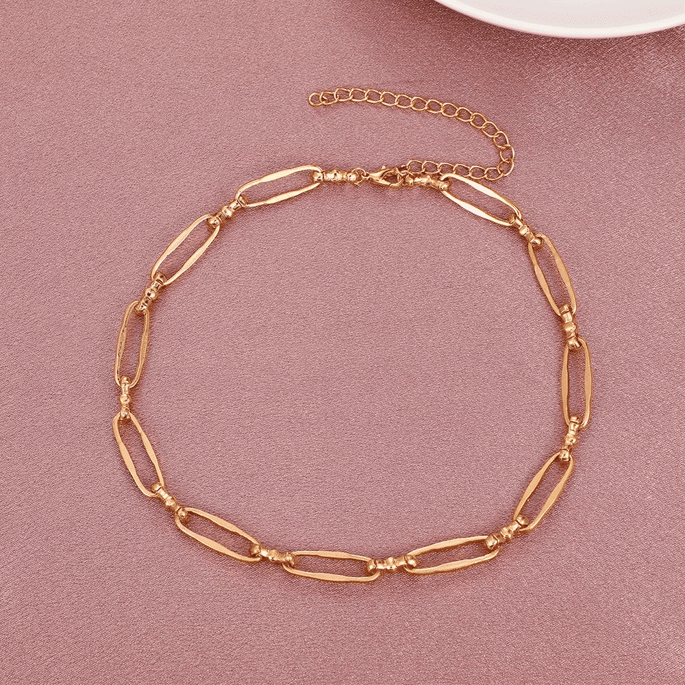 Unisex Oval Metal Chain Necklace: Personalized Punk Style, Simple, Versatile Fashion Jewelry