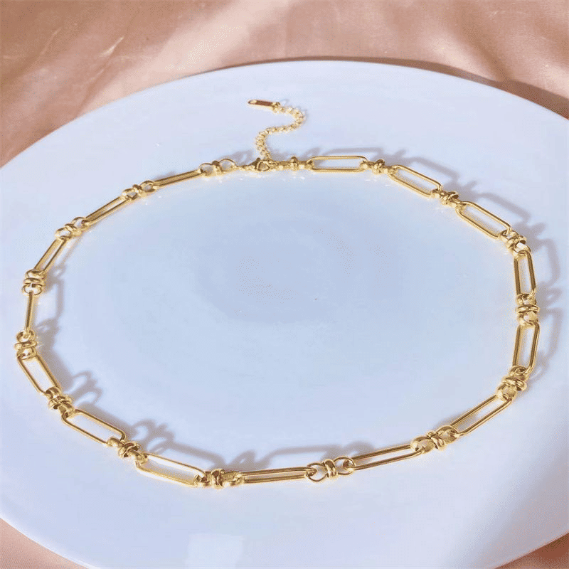 Unisex Oval Metal Chain Necklace: Personalized Punk Style, Simple, Versatile Fashion Jewelry
