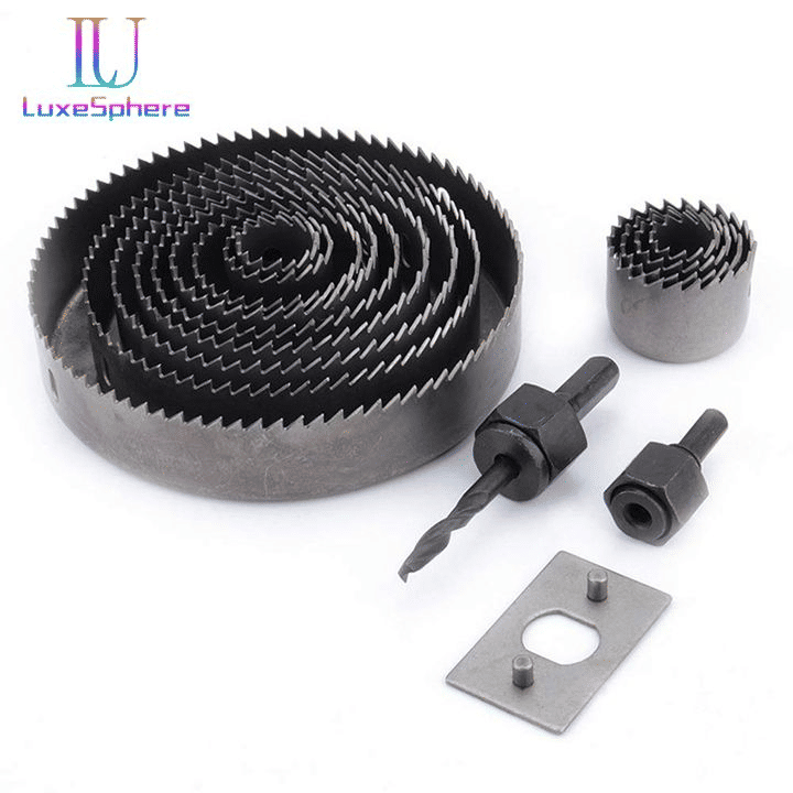 21-Piece Carbon Steel Hole Saw Kit for Wood and PVC