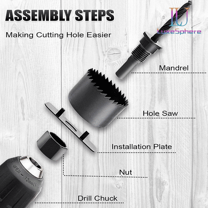 21-Piece Carbon Steel Hole Saw Kit for Wood and PVC
