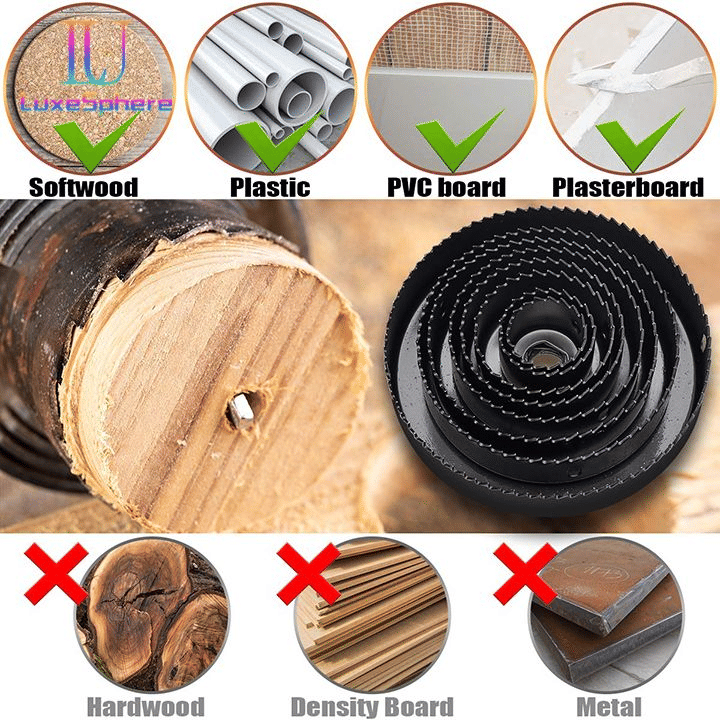 21-Piece Carbon Steel Hole Saw Kit for Wood and PVC