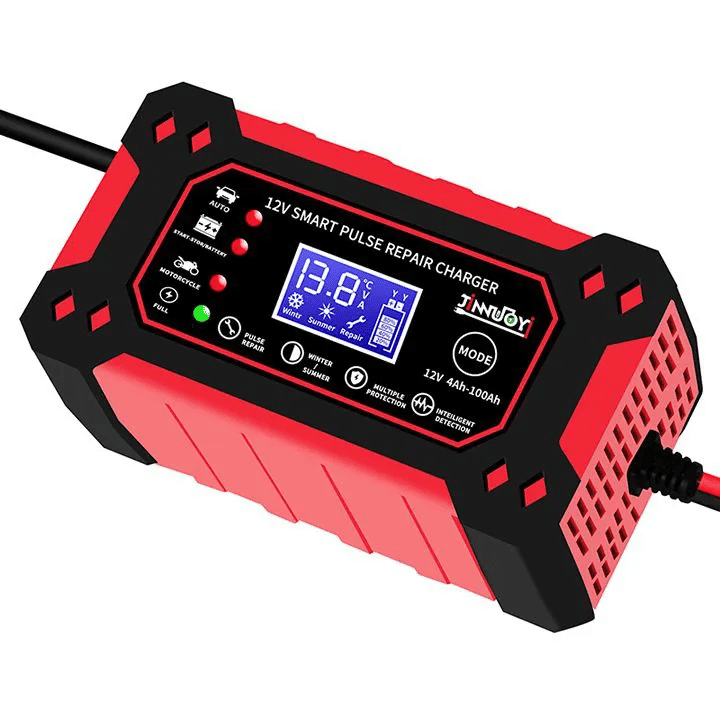 12V 6A Smart Car Battery Charger, Automatic Pulse Repair LCD Display for AGM GEL Lead-Acid