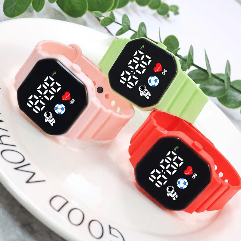 Unisex Square LED Digital Sports Watch with Astronaut Silicone Strap