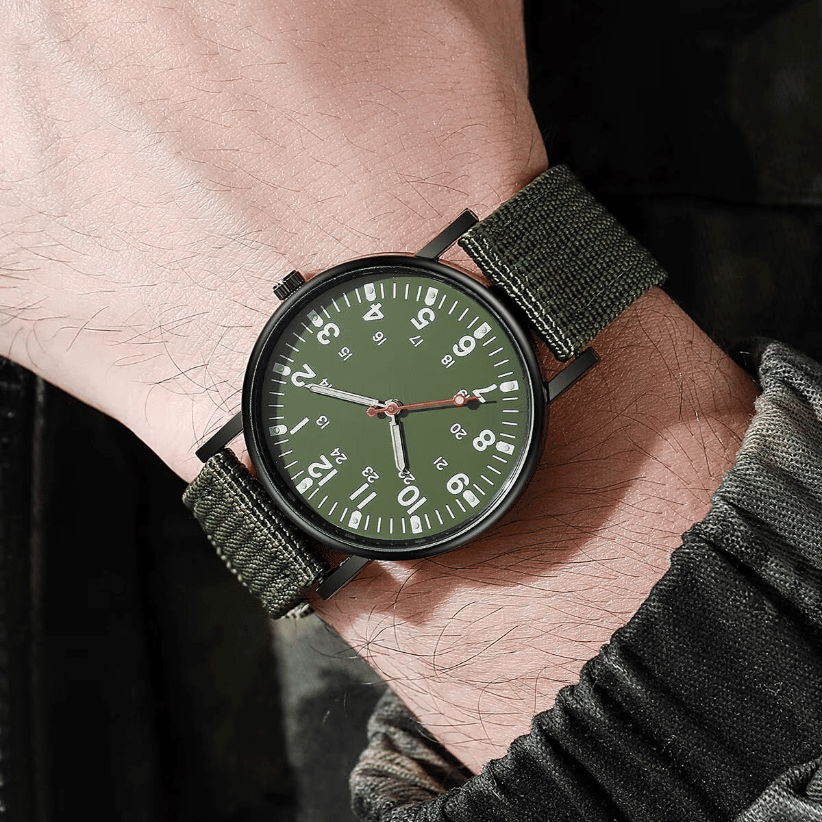 2025 Men's Military Sports Watch with Braided Strap and Luminous Dial