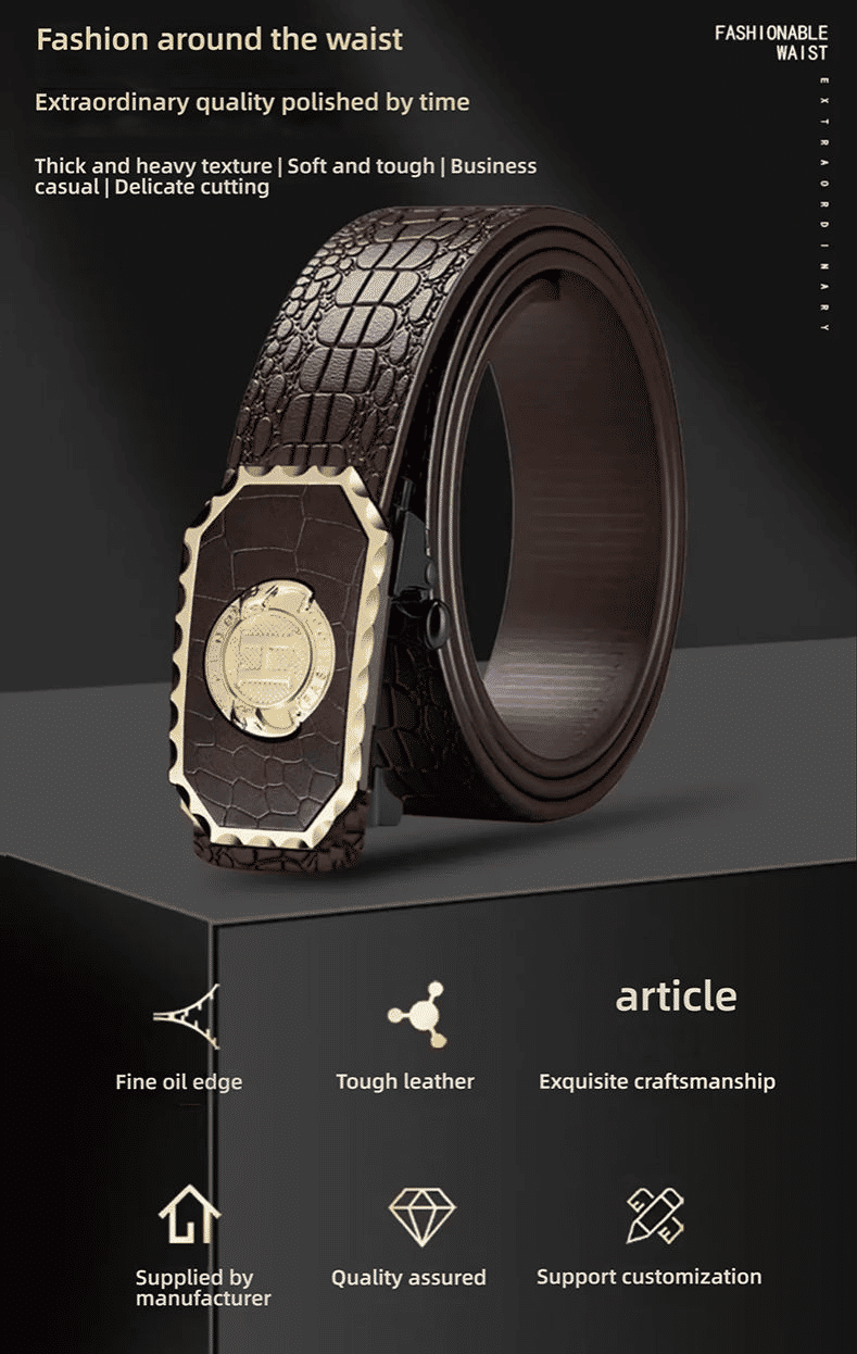 Men's High-Quality Leopard Automatic Buckle Belt for Business & Casual Wear