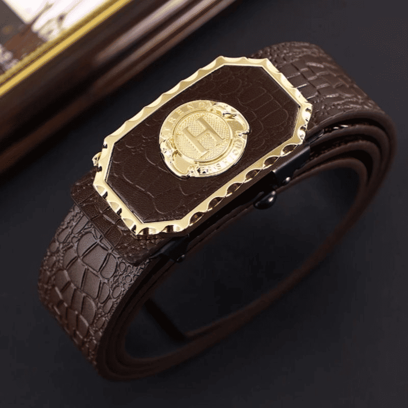 Men's High-Quality Leopard Automatic Buckle Belt for Business & Casual Wear