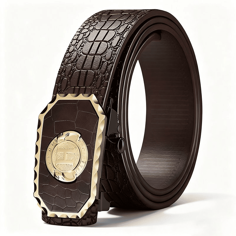 Men's High-Quality Leopard Automatic Buckle Belt for Business & Casual Wear