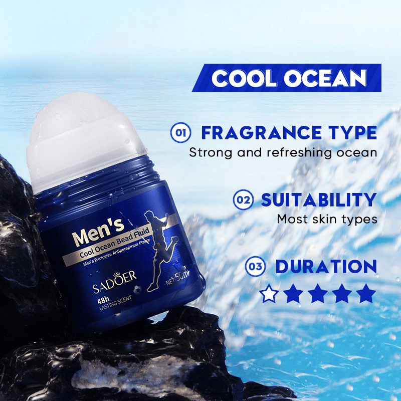 SADOER Men's Deodorant Bead Fluid Fresh Cool Sports Perfume