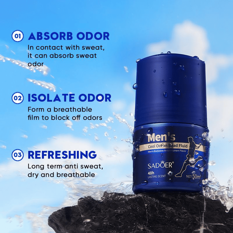 SADOER Men's Deodorant Bead Fluid Fresh Cool Sports Perfume