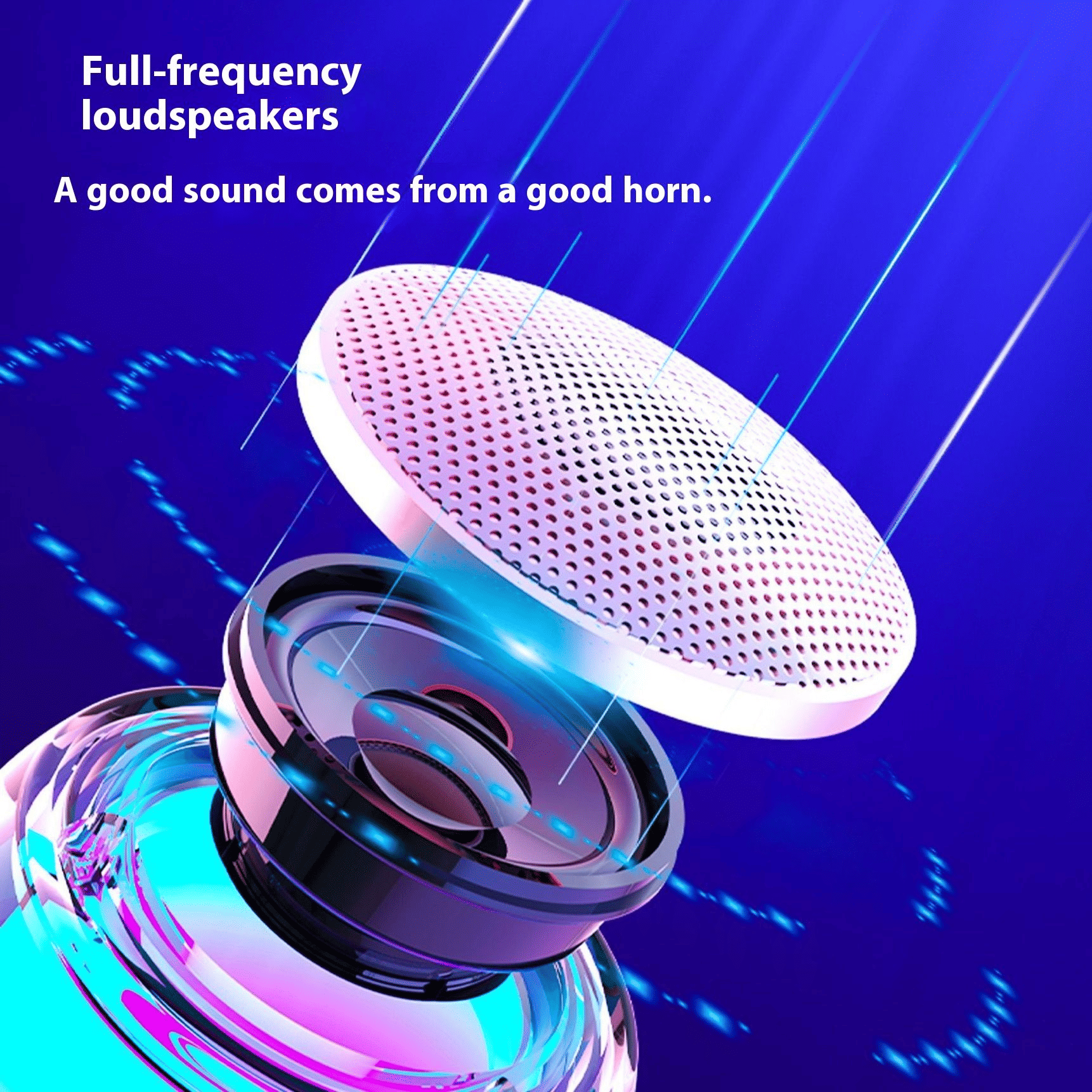 Transparent Sci-Fi Portable Bluetooth Speaker, Multi-Color LED Lights, Mini Soundbox