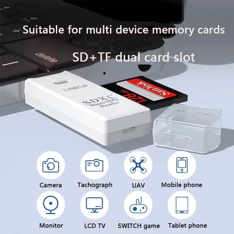 High-Speed USB 3.0 Multi-Functional 2-in-1 TF SD Card Reader for Devices