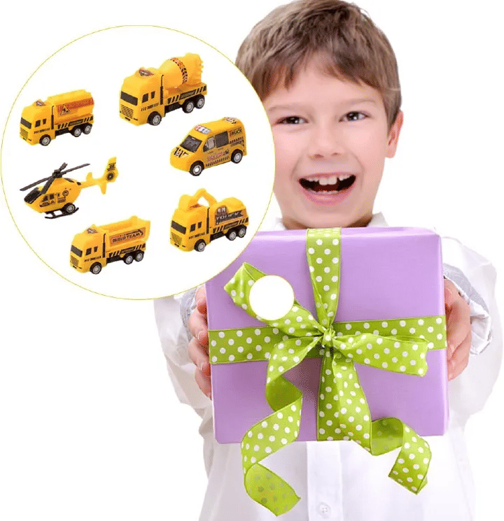 6 Pcs Alloy Construction Vehicle Toy Set Inertial Pull Back Truck