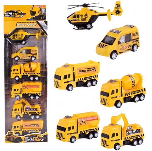 6 Pcs Alloy Construction Vehicle Toy Set Inertial Pull Back Truck