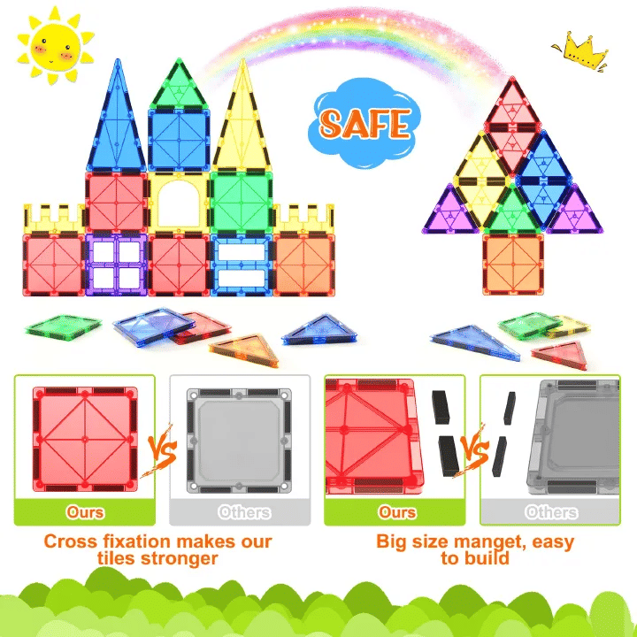 40-Piece Magnetic Building Tiles Educational Stacking Blocks For Kids