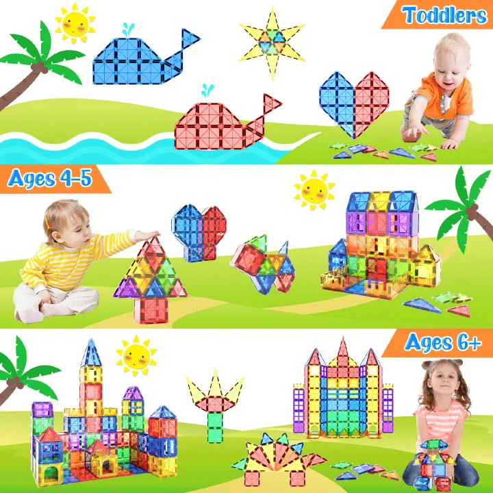 40-Piece Magnetic Building Tiles Educational Stacking Blocks For Kids