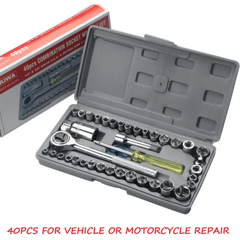 40-Piece Chrome-Vanadium Alloy Steel Socket and Screwdriver Tool Kit