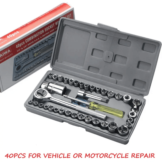 40-Piece Chrome-Vanadium Alloy Steel Socket and Screwdriver Tool Kit