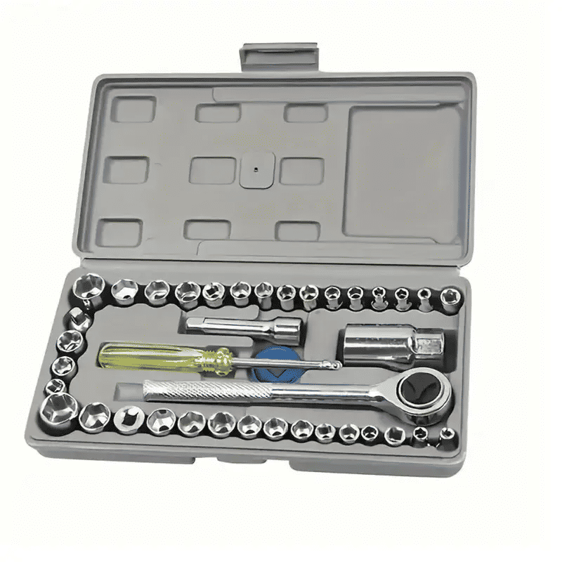 40-Piece Chrome-Vanadium Alloy Steel Socket and Screwdriver Tool Kit